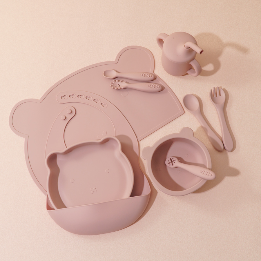 Baby Food Tray - Ensemble d'alimentation en silicone pour bébé,