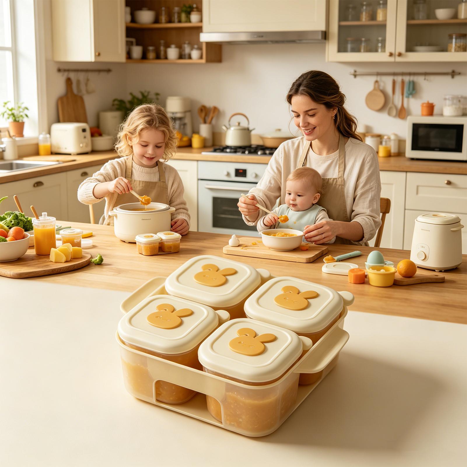 Freezer Tray Baby - Barquette de congélation alimentaire avec couvercle,