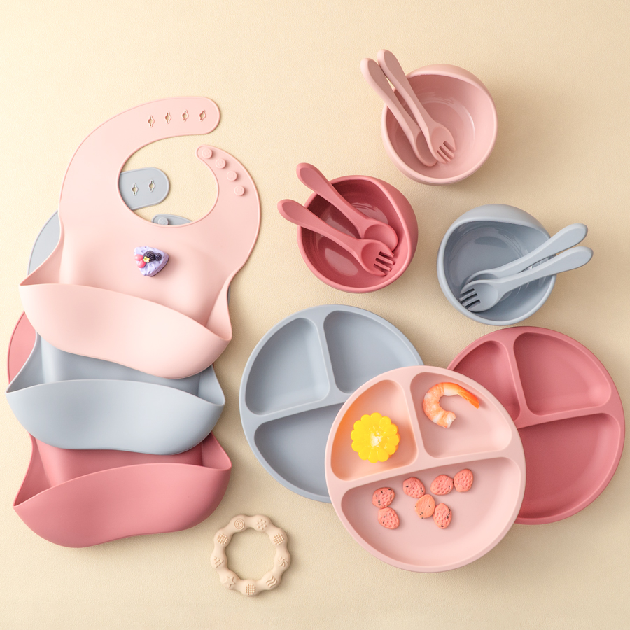 Baby Food Tray - Ensemble d'alimentation en Silicone pour bébé,
