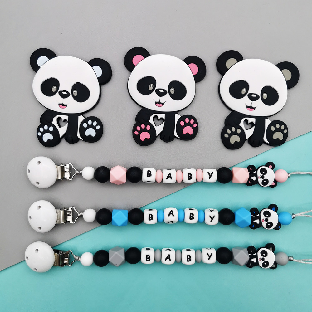 Baby Food Teether - Panda personnalisé anglais Silicone lettre nom