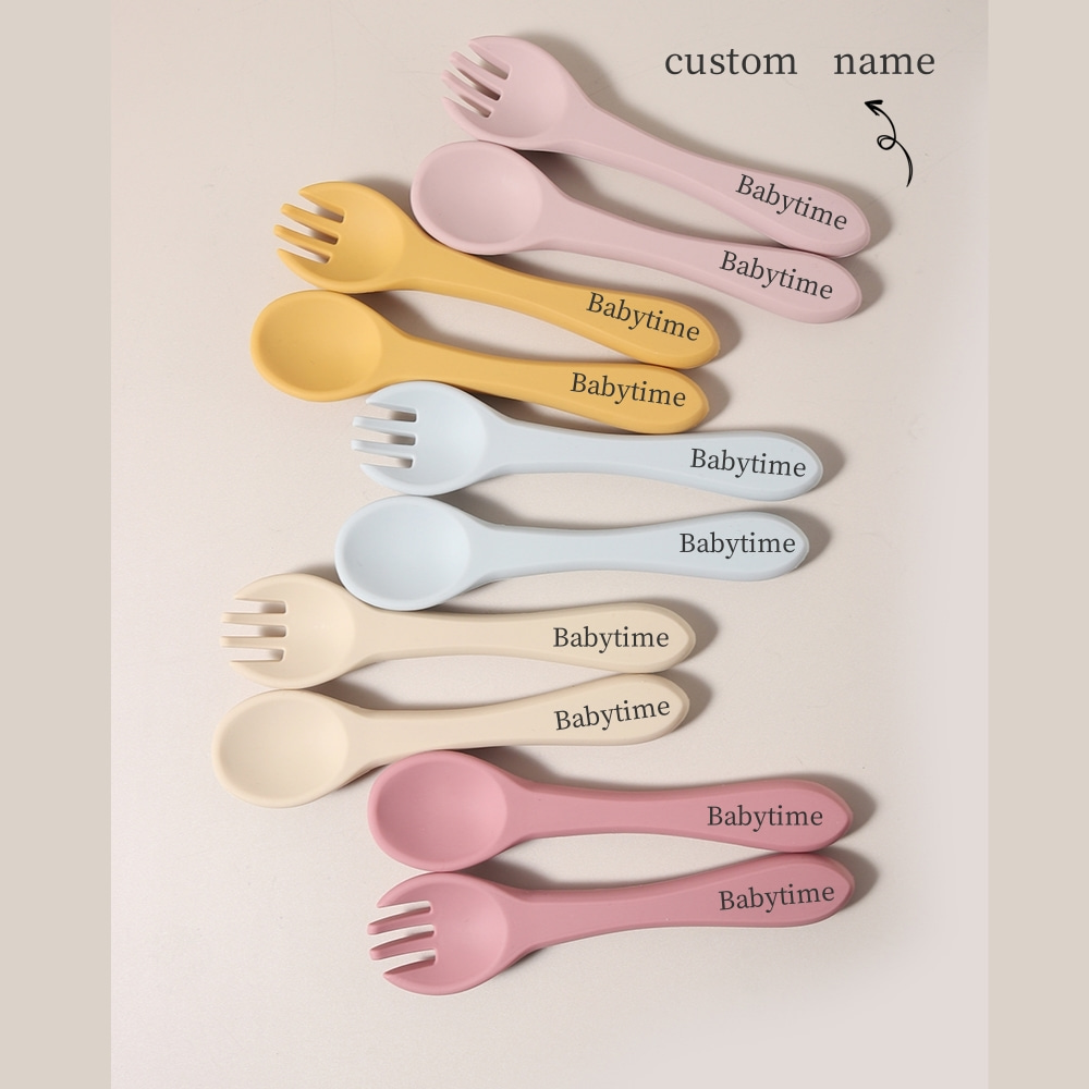 Baby Food Guide - Nom personnalisé 1 paire de cuillères