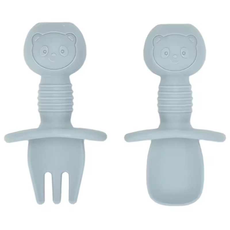 Baby Food Guide - Cuillère fourchette en Silicone avec manche