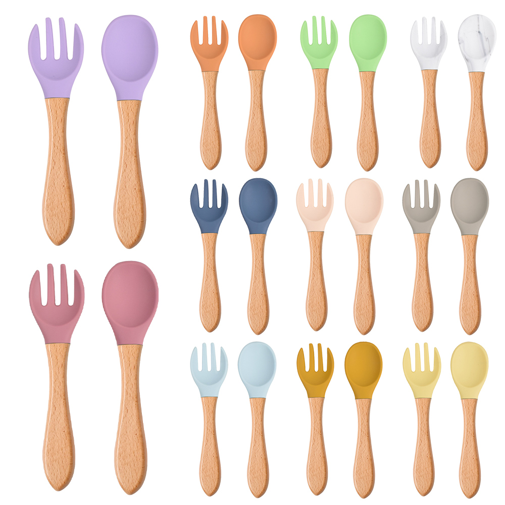 Baby Food Lunch - Cuillère fourchette en Silicone pour bébé,